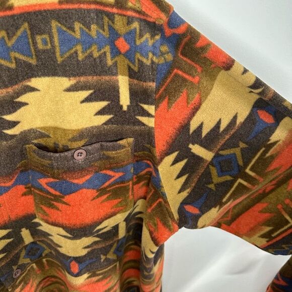 Vintage King Size Fleece Aztec Button Up Jacket - Picture 6 of 6